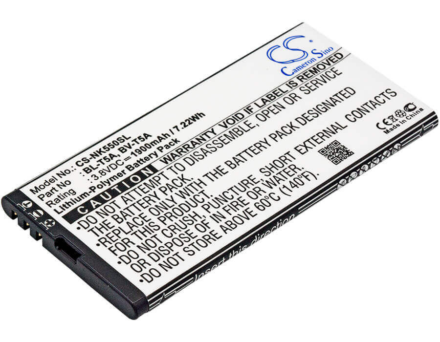 3.8V, Li-Polymer, 1900mAh, SmartPhone battery fits Microsoft, Nokia, Bl-t5a, Lumia 550, Lumia 730, 7.22Wh Mobile, SmartPhone Cameron Sino Technology Limited (Smartphone)