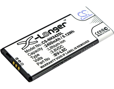 3.8V, Li-ion, 2400mAh, SmartPhone battery fits Microsoft, Nokia, Bv-l5c, Lumia 640 Dual Sim, Lumia 640 Lte, 9.12Wh Mobile, SmartPhone Cameron Sino Technology Limited (Smartphone)