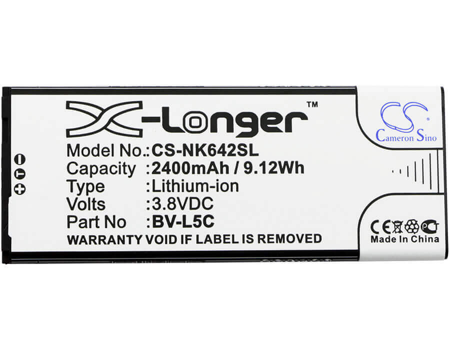 3.8V, Li-ion, 2400mAh, SmartPhone battery fits Microsoft, Nokia, Bv-l5c, Lumia 640 Dual Sim, Lumia 640 Lte, 9.12Wh Mobile, SmartPhone Cameron Sino Technology Limited (Smartphone)