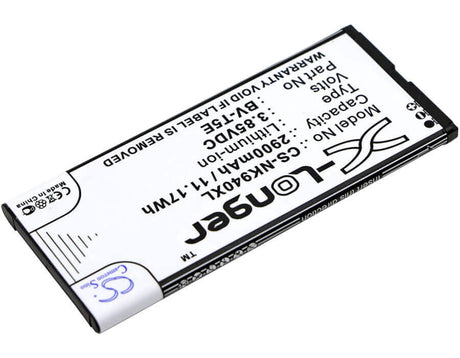 3.85V, Li-ion, 2900mAh, SmartPhone battery fits Nokia, Microsoft, Bv-t5e, Lumia 940, Lumia 940 Xl, 11.17Wh Mobile, SmartPhone Cameron Sino Technology Limited (Smartphone)