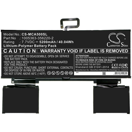 Battery For Microsoft, Surface A50 7.7v, 5200mah - 40.04wh Batteries for Electronics Cameron Sino Technology Limited (Suspended)   