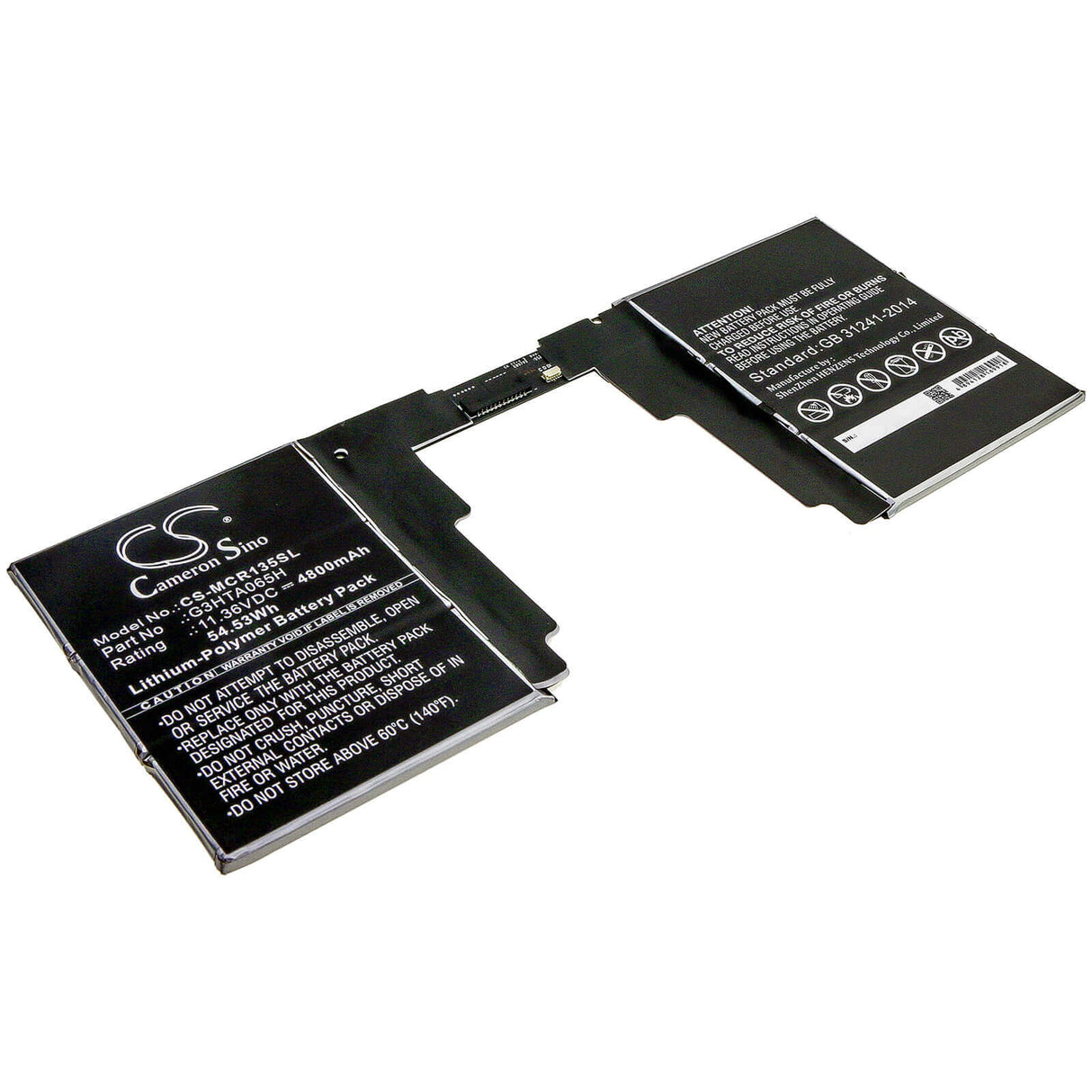 11.36V, Li-Polymer, 4800mAh, Tablet battery fits Microsoft, G3hta065h, Surface Book 3 13.5 Keyboard, 54.53Wh Tablet Cameron Sino Technology Limited
