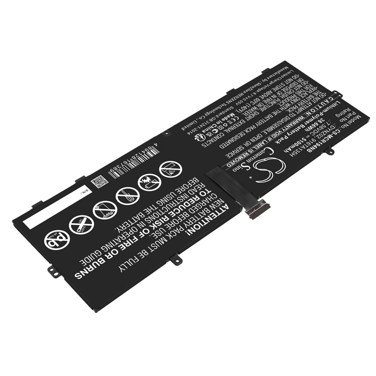 7.58V, Li-Polymer, 5100mAh, Tablet battery fits Microsoft, 916ta135h, Surface Go 1943, 38.66Wh Tablet Cameron Sino Technology Limited
