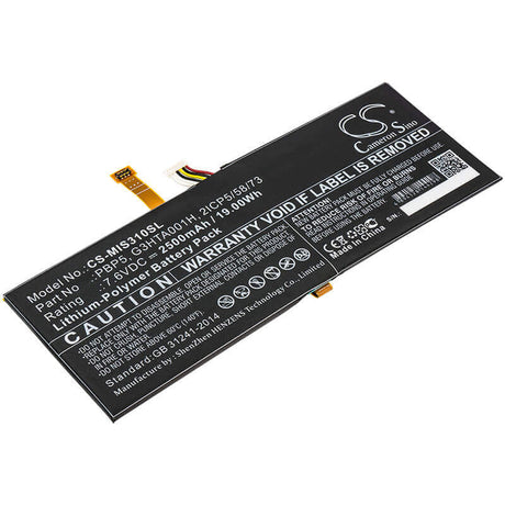 7.6V, Li-Polymer, 2500mAh, Tablet battery fits Microsoft, 2icp5/58/73, Surfacebook With Performance B, 19.00Wh Tablet Cameron Sino Technology Limited