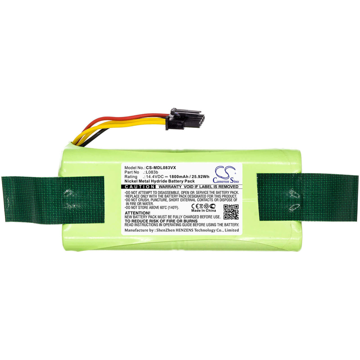 14.4V, Ni-MH, 1800mAh, Vacuum battery fits Ecovacs, Redmond, Deebot Deepoo X600, Deebot Deepoo Zn605, Deebot Deepoo Zn606, 25.92Wh Vacuum Cameron Sino Technology Limited