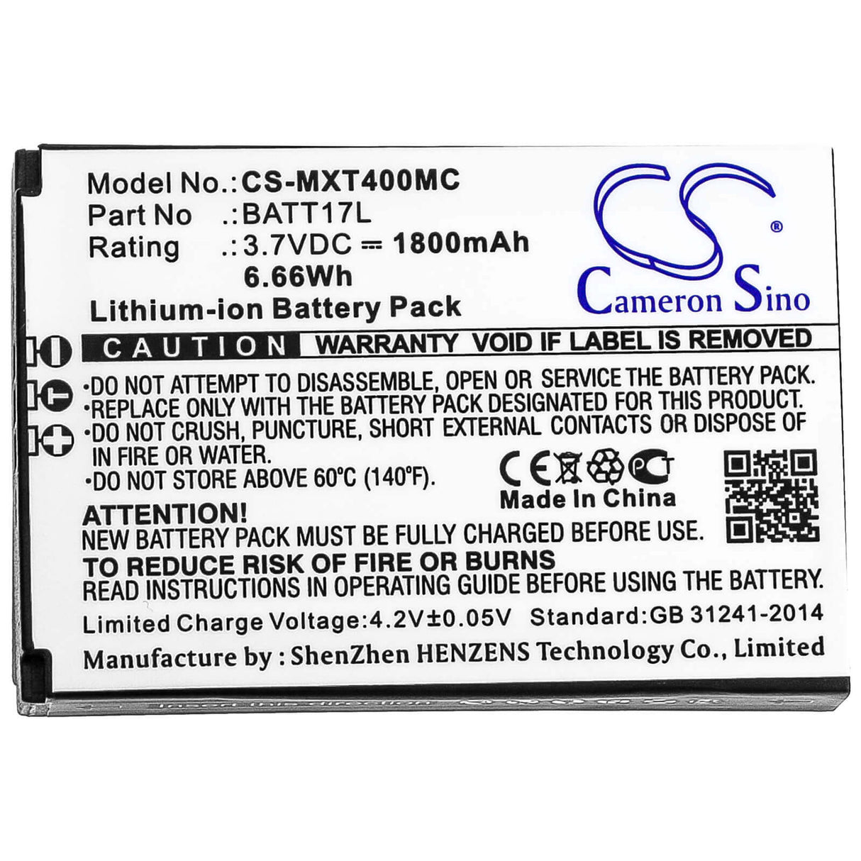 3.7V, Li-ion, 1800mAh, Camera battery fits Midland, Batt17l, Xtc400, Xtc450, 6.66Wh Camera Cameron Sino Technology Limited (Camera)