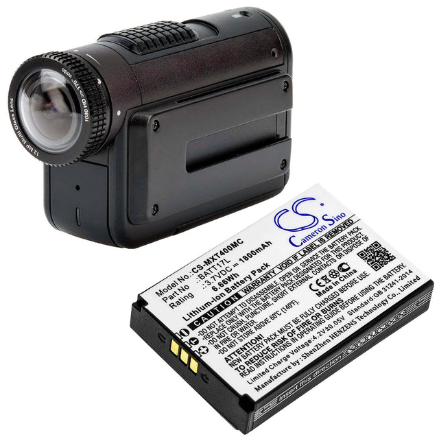 3.7V, Li-ion, 1800mAh, Camera battery fits Midland, Batt17l, Xtc400, Xtc450, 6.66Wh Camera Cameron Sino Technology Limited (Camera)