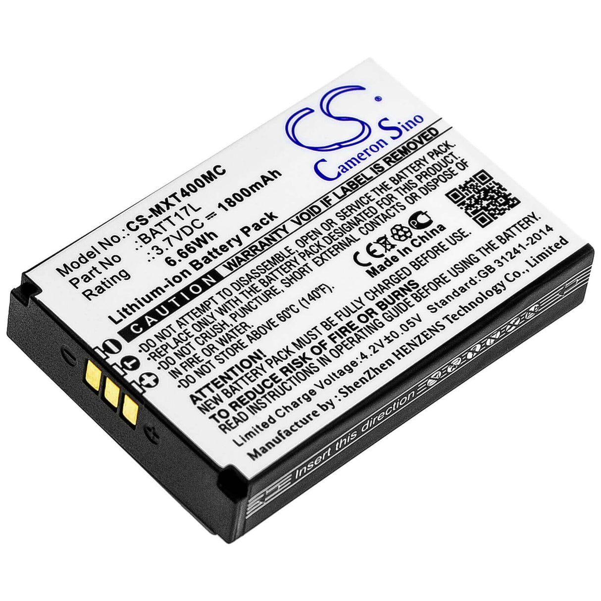 3.7V, Li-ion, 1800mAh, Camera battery fits Midland, Batt17l, Xtc400, Xtc450, 6.66Wh Camera Cameron Sino Technology Limited (Camera)