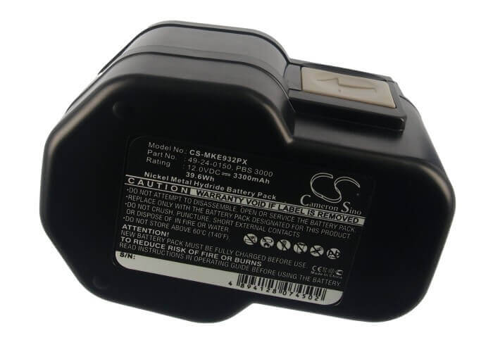 12.0V, Ni-MH, 3300mAh, Power Tools battery fits Milwaukee, 4 932 367 904, 0502-23, 0502-25, 39.6Wh Power Tools Cameron Sino Technology Limited (Power Tools)