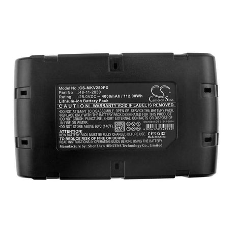 28.0V, Li-ion, 4000mAh, Power Tools battery fits Wurth, Milwaukee, 0700 956 730, 0721-20, 0721-21, 112Wh Power Tools Cameron Sino Technology Limited (Dangerous Goods)