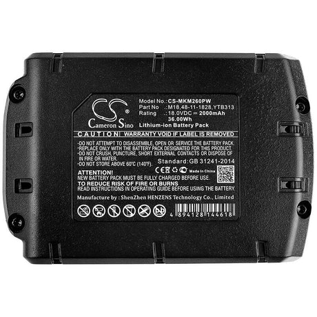 18.0V, Li-ion, 2000mAh, Power Tools battery fits Geberit, Novopress, Fromm, Atlas Copco, Berner, Milwaukee, 175187, Loktor H18, Loktor P18t, 36Wh Power Tools Cameron Sino Technology Limited (Power Tools)