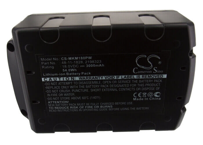 18.0V, Li-ion, 3000mAh, Power Tools battery fits Geberit, Atlas Copco, Berner, Milwaukee, 175187, Loktor H18, Loktor P18t, 54Wh Power Tools Cameron Sino Technology Limited (Power Tools)