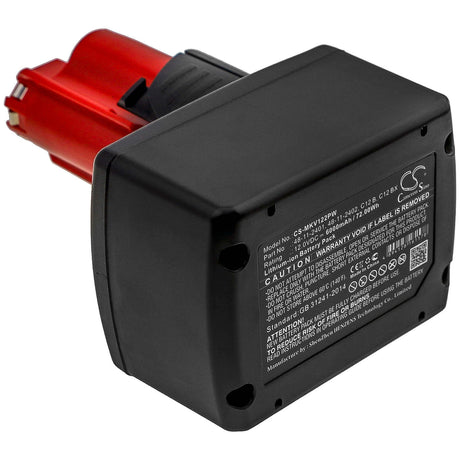 12.0V, Li-ion, 6000mAh, Power Tools battery fits Milwaukee, 48112401, 2207-20, 2207-21, 72Wh Power Tools Cameron Sino Technology Limited (Power Tools)