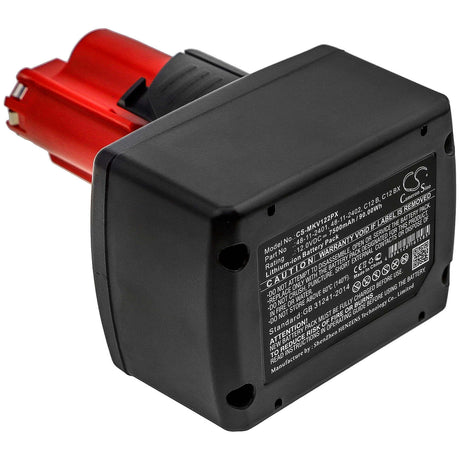 12.0V, Li-ion, 7500mAh, Power Tools battery fits Milwaukee, 48112401, 2207-20, 2207-21, 90Wh Power Tools Cameron Sino Technology Limited (Power Tools)