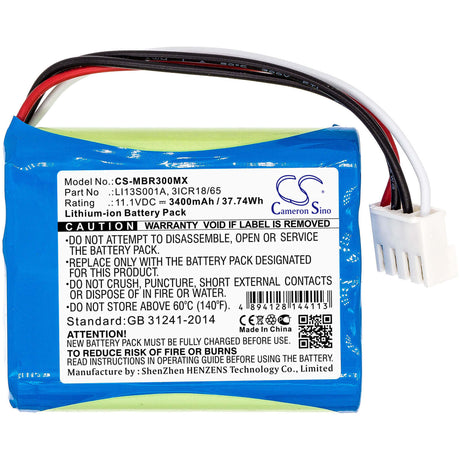 11.1V, Li-ion, 3400mAh, Medical battery fits Mindray, 022-000122-00, Beneheart R3, Beneheart R3 Ekg, 37.74Wh Medical Cameron Sino Technology Limited (Medical)