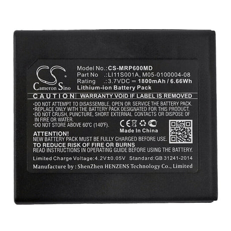 3.7V, Li-ion, 1800mAh, Medical battery fits Mindray, 022-000008-00, Dpm2, Oxymetre Pouls Pm60, 6.66Wh Medical Cameron Sino Technology Limited (Medical)