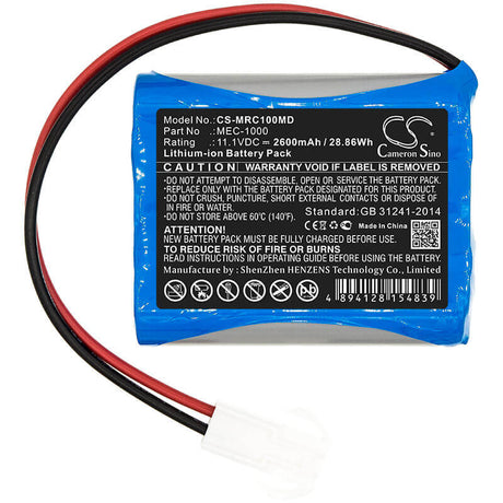 11.1V, Li-ion, 2600mAh, Medical battery fits Mindray, Mec-1000, 28.86Wh Medical Cameron Sino Technology Limited (Medical)