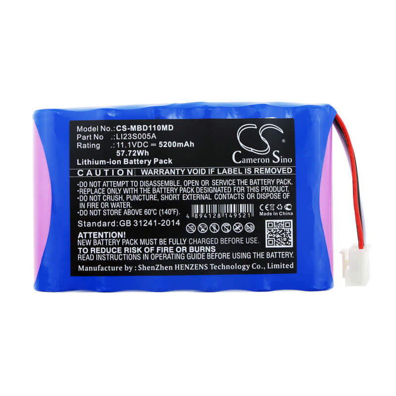 11.1V, Li-ion, 5200mAh, Medical battery fits Mindray, Li23s005a, Umec10, 57.72Wh Medical Cameron Sino Technology Limited (Medical)