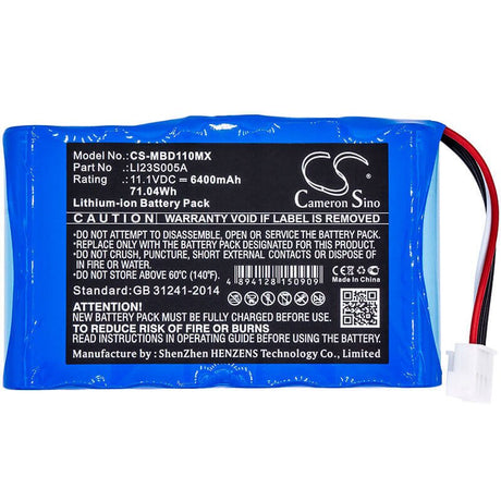 11.1V, Li-ion, 6400mAh, Medical battery fits Mindray, Li23s005a, Umec10, 71.04Wh Medical Cameron Sino Technology Limited (Medical)