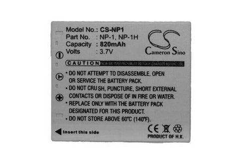 3.7V, Li-ion, 820mAh, Camera battery fits Minolta, Mbh-np-1, Dimage X1, 3.034Wh Camera Cameron Sino Technology Limited (Camera)