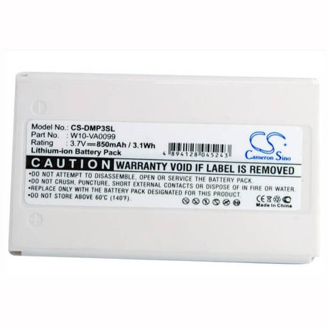 3.7V, Li-ion, 850mAh, Media Player battery fits Minon, W10-va0099, Dmp-3, 3.15Wh Media Player Cameron Sino Technology Limited