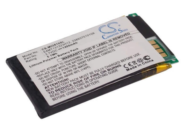 3.7V, Li-ion, 1400mAh, GPS battery fits Mitac, 338937010109, Mio H610, 5.18Wh GPS, Navigator Cameron Sino Technology Limited