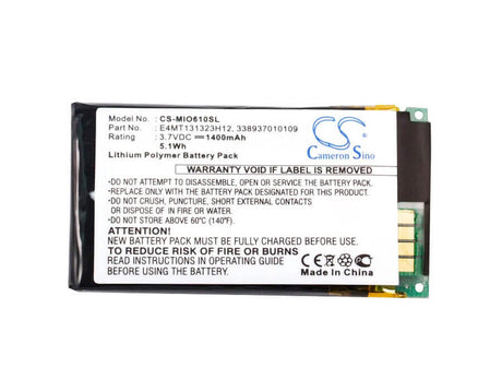 3.7V, Li-ion, 1400mAh, GPS battery fits Mitac, 338937010109, Mio H610, 5.18Wh GPS, Navigator Cameron Sino Technology Limited