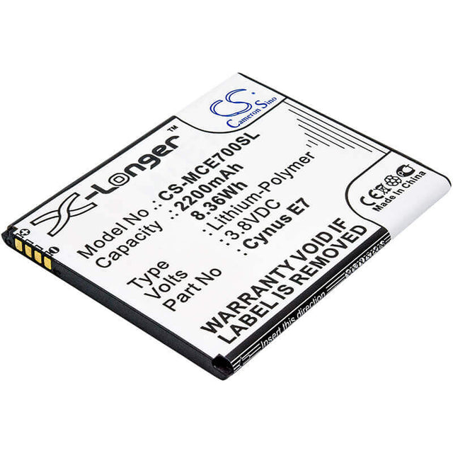 3.8V, Li-Polymer, 2200mAh, SmartPhone battery fits Mobistel, Cynus E7, Cynus E7, 8.36Wh Mobile, SmartPhone Cameron Sino Technology Limited (Smartphone)