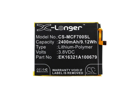 3.8V, Li-Polymer, 2400mAh, SmartPhone battery fits Mobistel, Ek16321a100679, Cynus F7, Cynus F7 4g, 9.12Wh Mobile, SmartPhone Cameron Sino Technology Limited (Suspended)