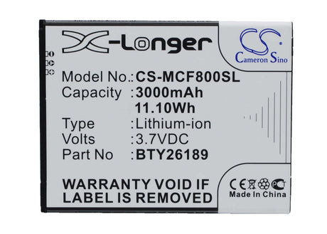 3.7V, Li-ion, 3000mAh, SmartPhone battery fits Mobistel, Bty26189, Cynus F8, 11.1Wh Mobile, SmartPhone Cameron Sino Technology Limited (Smartphone)