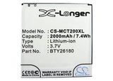 3.7V, Li-ion, 2000mAh, SmartPhone battery fits Brondi, Mobistel, Bty26180, Gladiator, Gladiator 1, 7.4Wh Mobile, SmartPhone Cameron Sino Technology Limited (Smartphone)
