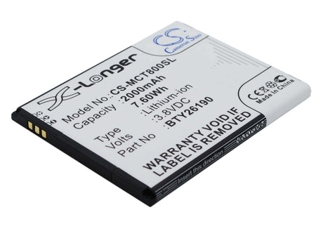 3.8V, Li-ion, 2000mAh, SmartPhone battery fits Mobistel, Bty26190, Cynus T8, 7.6Wh Mobile, SmartPhone Cameron Sino Technology Limited (Smartphone)