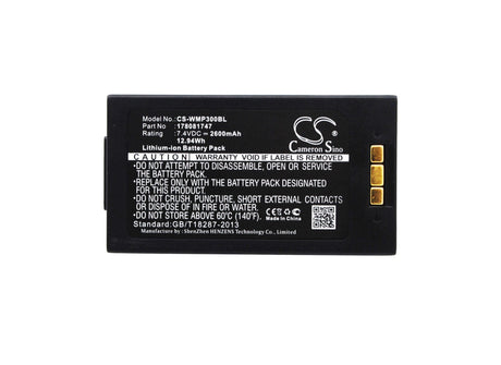 7.4V, Li-ion, 2600mAh, Payment Terminal battery fits Mobiwire, 178081747, Mobiprin 3, 12.94Wh Payment Terminal Cameron Sino Technology Limited