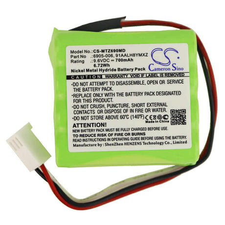 9.6V, Ni-MH, 700mAh, Medical battery fits Morita, 6905-006, Dentaport Root Zx, Dentaport Zx, 6.72Wh Medical Cameron Sino Technology Limited (Medical)