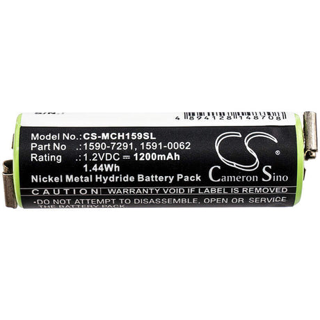 1.2V, Ni-MH, 1200mAh, Shaver battery fits Moser, 1590-7291, Chromini 1591, Chromini 1591b, 1.44Wh Shaver Cameron Sino Technology Limited