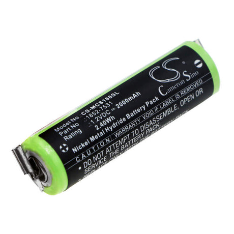 1.2V, Ni-MH, 2000mAh, Shaver battery fits Moser, Wella, 1590-7291, Chromini 1591, Chromini 1591b, 2.4Wh Shaver Cameron Sino Technology Limited