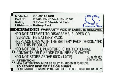 SmartPhone Battery For Motorola A910, E770, E1070 3.7v, 1100mah - 4.07wh Mobile, SmartPhone Cameron Sino Technology Limited (Smartphone)