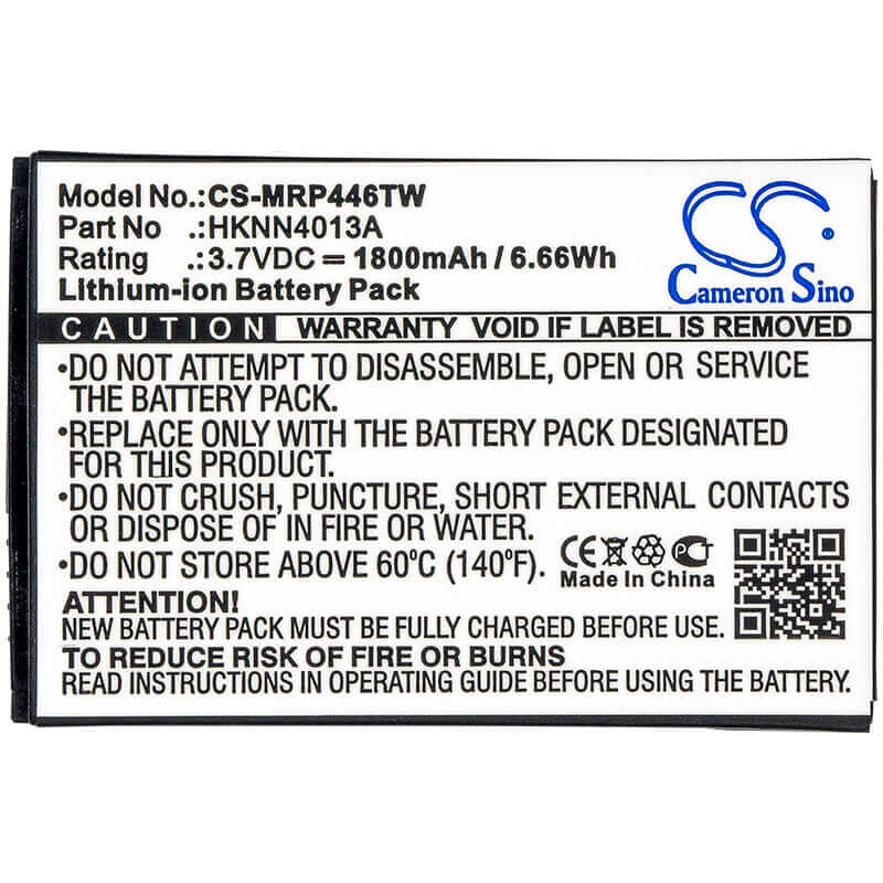 3.7V, Li-ion, 1800mAh, Two-Way Radio battery fits Motorola, Bt110, Clp1010, Clp1040, 6.66Wh Two-Way Radio Cameron Sino Technology Limited