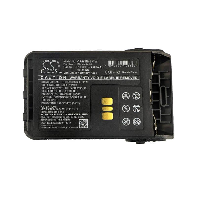 7.4V, Li-ion, 2600mAh, Two-Way Radio battery fits Motorola, Pmnn4440, Dp3000e, Dp3441, 19.24Wh Two-Way Radio Cameron Sino Technology Limited
