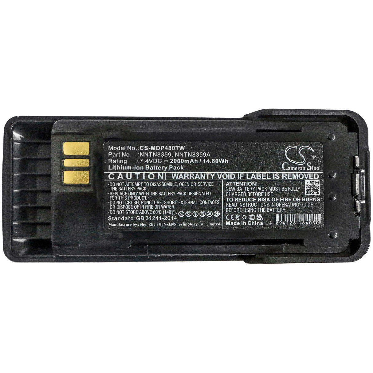 7.4V, Li-ion, 2000mAh, Two-Way Radio battery fits Motorola, XPR7550is, Dgp8550e, Dp4000ex, 14.8Wh Two-Way Radio Cameron Sino Technology Limited