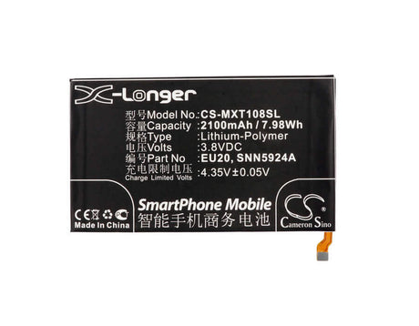 3.8V, Li-Polymer, 2100mAh, SmartPhone battery fits Motorola, Eu20, Droid Maxx, Droid Maxx 4g Lte, 7.98Wh Mobile, SmartPhone Cameron Sino Technology Limited (Smartphone)