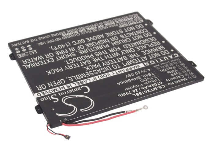 3.7V, Li-Polymer, 6700mAh, Tablet battery fits Motorola, L-l-l Dc110510, Mz615, Mz616, 24.79Wh Tablet Cameron Sino Technology Limited