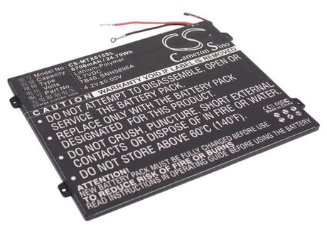 3.7V, Li-Polymer, 6700mAh, Tablet battery fits Motorola, L-l-l Dc110510, Mz615, Mz616, 24.79Wh Tablet Cameron Sino Technology Limited