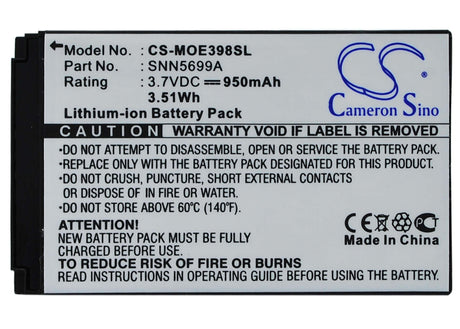3.7V, Li-ion, 950mAh, SmartPhone battery fits Motorola, Snn5699a, C150, E398, 3.52Wh Mobile, SmartPhone Cameron Sino Technology Limited (Suspended)