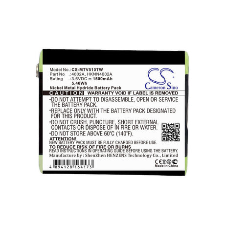 3.6V, Ni-MH, 1500mAh, Two-Way Radio battery fits Motorola, 1532, Em1000, Em1000r, 5.4Wh Two-Way Radio Cameron Sino Technology Limited