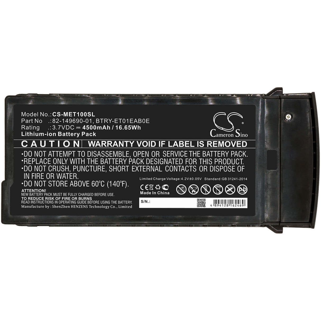 3.7V, Li-ion, 4500mAh, Tablet battery fits Motorola, 82-149690-01, Et1, 16.65Wh Tablet Cameron Sino Technology Limited