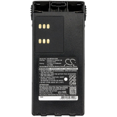 7.2V, Ni-MH, 2100mAh, Two-Way Radio battery fits Motorola, Hmnn4151, Gp1280, Gp140, 15.12Wh Two-Way Radio Cameron Sino Technology Limited