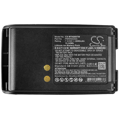 7.4V, Li-ion, 2600mAh, Two-Way Radio battery fits Motorola, Pmnn4534a, Mag One A8, Mag One A8d, 19.24Wh Two-Way Radio Cameron Sino Technology Limited