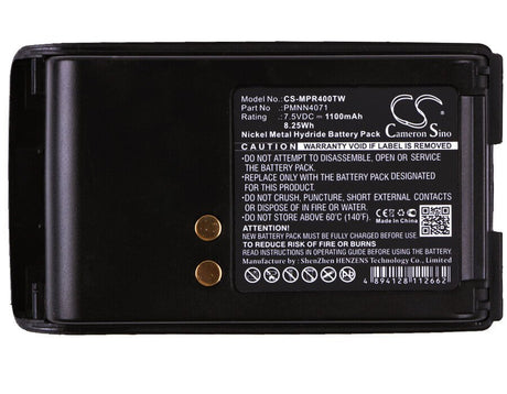 7.5V, Ni-MH, 1100mAh, Two-Way Radio battery fits Motorola, Pmnn4071, A6, A8, 8.25Wh Two-Way Radio Cameron Sino Technology Limited