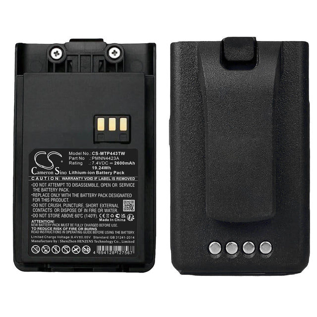 7.4V, Li-ion, 2600mAh, Two-Way Radio battery fits Motorola, Pmnn4423a, Mag One Q11, Mag One Q5, 19.24Wh Two-Way Radio Cameron Sino Technology Limited